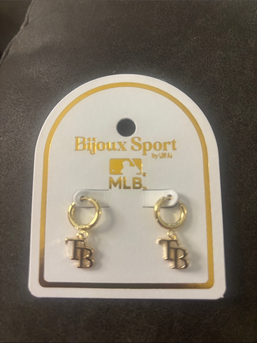MLB Bijoux Sport Gold Tampa Bay Logo Huggie Earrings